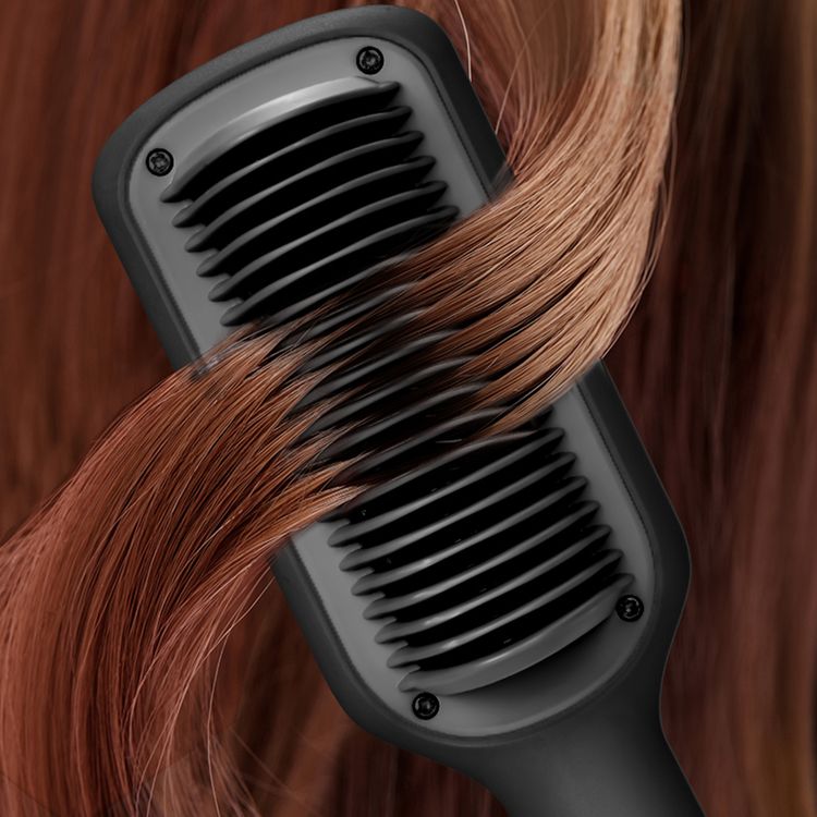 Porodo Lifestyle Electric Heated Hair Straightener Comb with 5 Temperature Settings, 33W Rated Power, 30 Seconds Fast Heating Time, 70% Frizz Reduction, Auto Shut-Off - Black