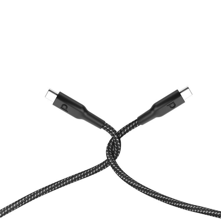 Powerology Braided USB-C to USB-C with 60W Power Delivery, 30cm Cable Length, Universal Compatibility, Fast Charge & Data Transfer - Black