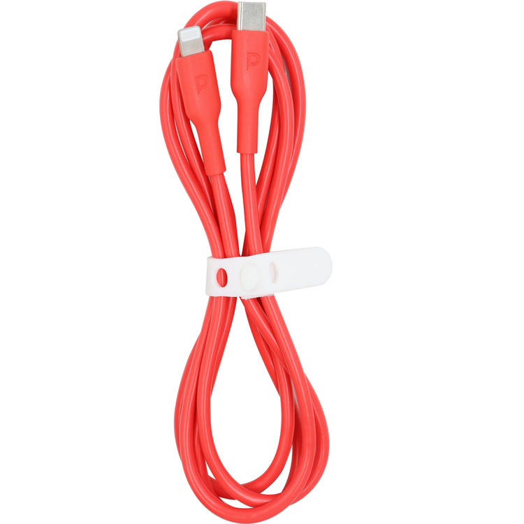 Powerology USB-C to Lightning Cable with 20W Power Delivery, 1.2m Cable Length, PVC Material, Universal Compatibility, Fast Data Sync & Charge - Red