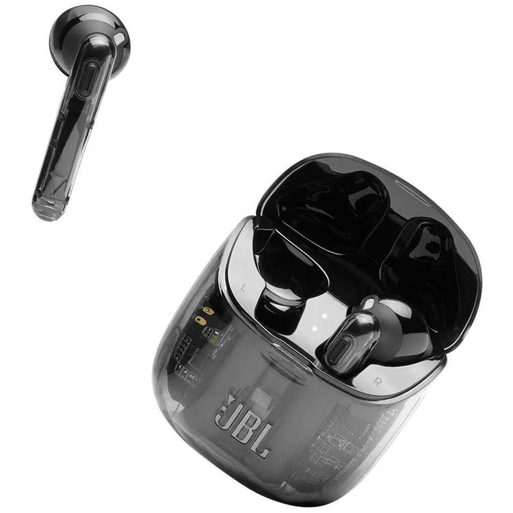 JBL T225 True Wireless Earbud Headphones, Pure Bass Sound, Bluetooth, 25-hours Battery Life, Dual Connect, Native Voice Assistant - Ghost Black