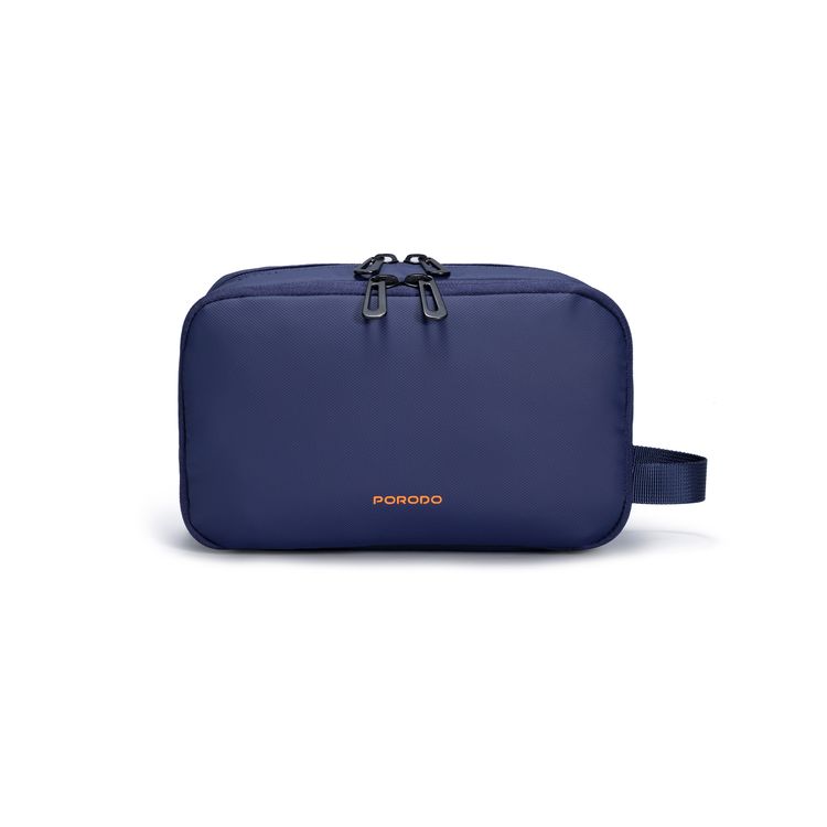 Porodo Ultralite Organizer Pouch with Dual Compartmnts, Zipper Closure, High-Quality Polyester Material, Water-Repellant Surface, Internal Mesh Pockets, Quick-Grab Handle, Compact Design - Navy Blue