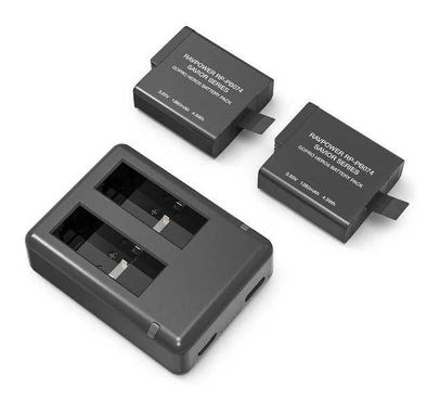 RAVPower GoPro Hero5 1260mAh BatteryX2pcs + Charger Set (RP-PB074-BK) - Black