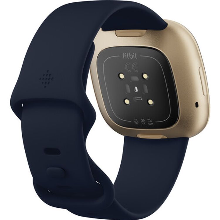 Fitbit Versa 3 Health & Fitness Smartwatch  Wristband with Heart Rate, GPS, Voice Assistant Tracker, 6+ Days Battery Life, Water & Stain Resistant - Midnight/Soft Gold Aluminum