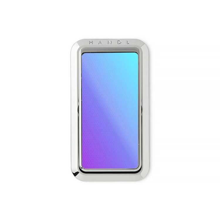 هاندل مقبض هاتف قزحي الألوان ، أزواج مع أي هاتف ذكي ، مسند متعدد الوظائف ، متوافق مع الشحن اللاسلكي وقبضة الهاتف والحامل - ازرق / بنفسجي