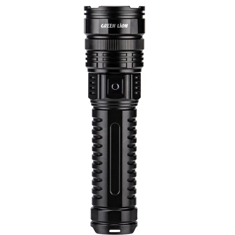 Green Lion Hyper Ray LED Torch with LED Display, Built-in Power Bank, Up to 8 Hours Working Time, 5 Light modes, 30W Power, Aluminum Alloy Material, 2000 Lumens Brightness - Black