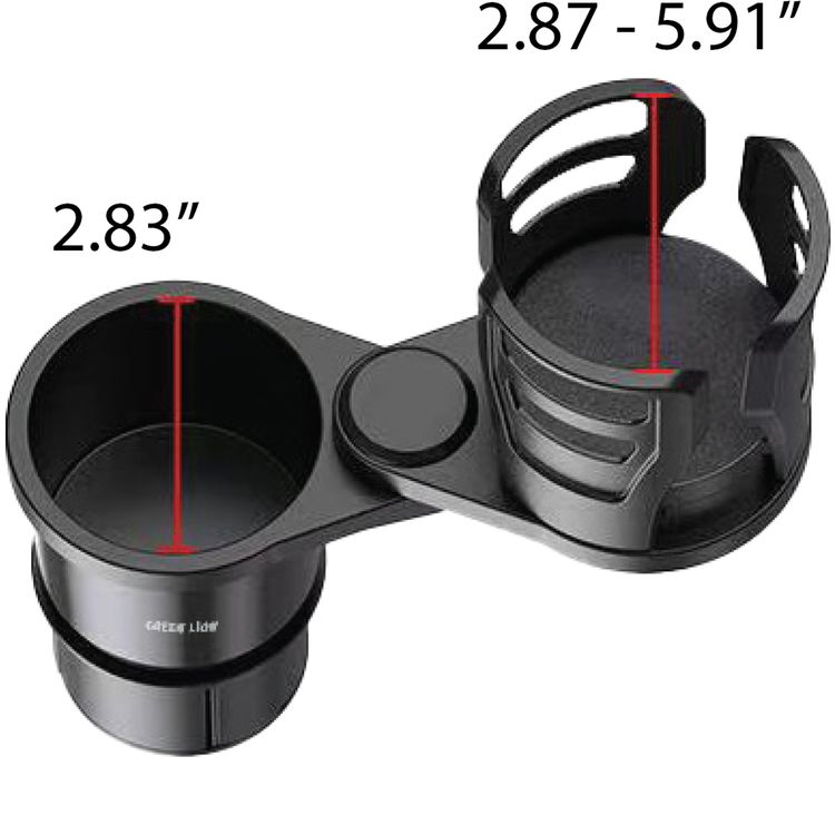 Green Lion Drive Flex 2-in-1 Cup Holder with 360° Free Rotation, Universal Car Fit, Adjustable Side Arms, Durable Construction, Easy to Clean, Expandable Food Tray, Easy Installation, 1kg Maximum Load Capacity - Black