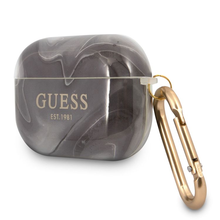 جراب رخامي جديد لامع من سي جي موبايل من غيس مع حلقة مضادة للفقد متوافق مع ايربودز وغطاء حماية ممتص للصدمات ومقاوم للغبار ، جراب مقاوم للخدش متوافق مع ايربودز برو مرخص رسميًا