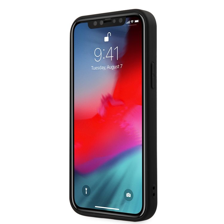 CG MOBILE Ferrari TPU On-Track Silicone Hard Case Metal Logo Compatible for iPhone 12 Pro Max (6.7") Shock & Scratches Resistant, Easy Access to All Ports (Cameras, Buttons & Speakers) Protective Back Cover Suitable with Wireless Chargers Officially Licensed - Black