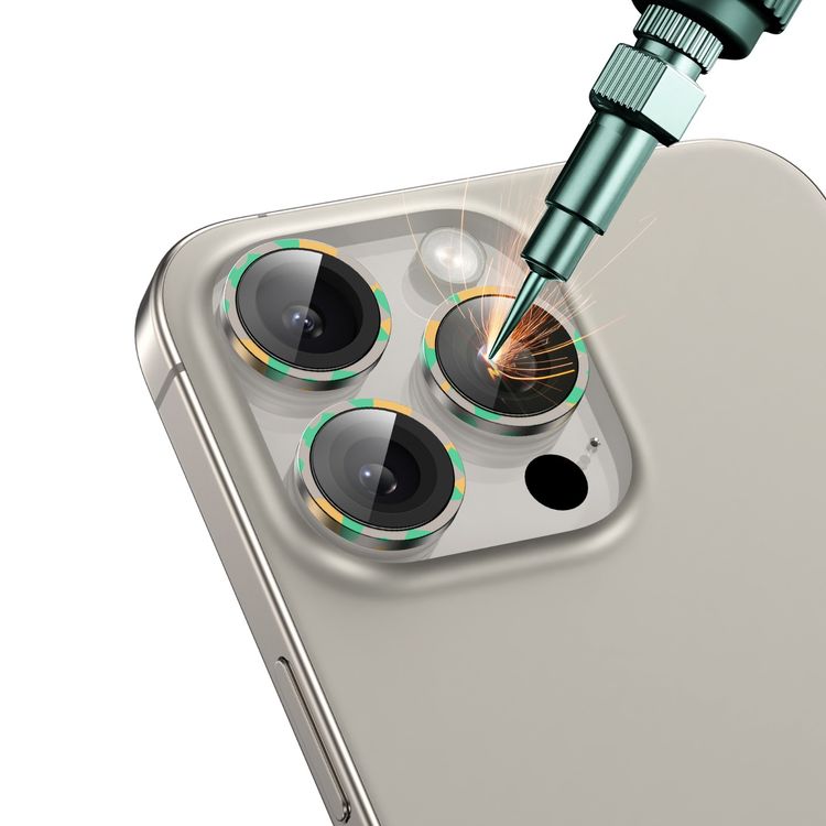 Green Lion Camo Camera Lens for  iPhone 16 Pro / 16 Pro Max, Military-Grade durability, HD Clarity, Advanced AF Coating - Natural Titanium