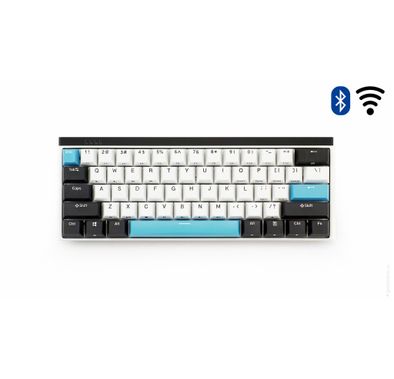 Durgod K330W Gateron Crystal Mechanical Wireless Keyboard Doubleshot PBT Profile, Bluetooth 5.0, USB Type C, compatibility with Mac & Windows, Brown Switch - Black/White/Blue