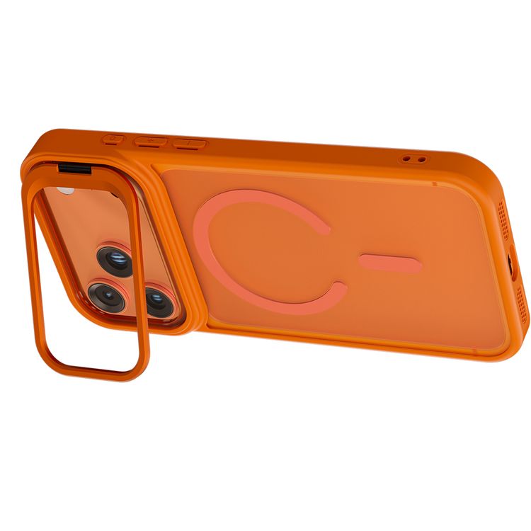 Solo Pro Camera Kickstand Case for iPhone 17 Pro Max with MagSafe Compatibility, TPU+PC  Material, Strong Magnets, Raised Camera Bezel, Shock-Resistant Bumper, Metal Camera Ring, Camera Ring Stand, Built-in Kickstand - Orange
