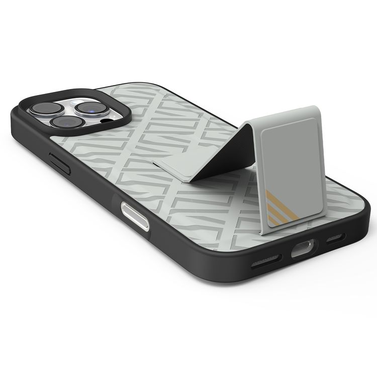 كفر حماية ليفيلو مورفيكس كويرو بمسند لهاتف آيفون 16 برو، قبضة مدمجة، سهل التركيب، زوايا مقاومة للصدمات - رمادي