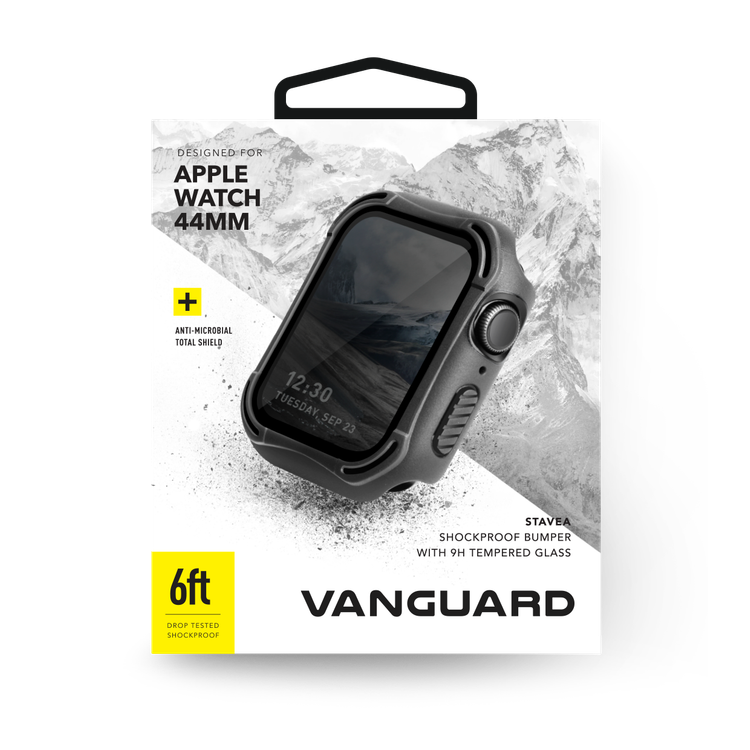 Viva Madrid Vanguard Stavea Screen Protector Case Compatible for Apple Watch 42/44mm, Full Protective Bumper Cover Case, Shockproof & Anti-Scratch Replacement Case - Black