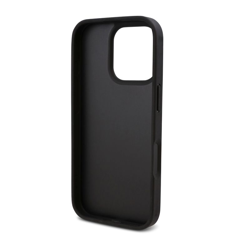 Karl Lagerfeld PU Hard Case for iPhone 16 Pro Max with Monogram Karl & Choupette Patch, Slim Profile, Drop Protection, Lightweight, Comfortable Grip, Easy Snap-on - Black