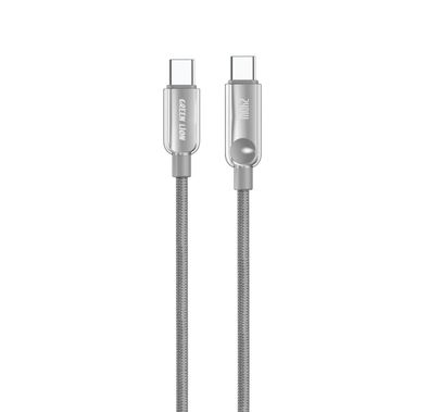 Green Lion USB-C to USB-C Cable with 240W Ultra-Fast Charging, 1m Cable Length, Braided Cable, Charge & Sync, 480 Mbps Transfer Speed, Secure & Safe - Gray