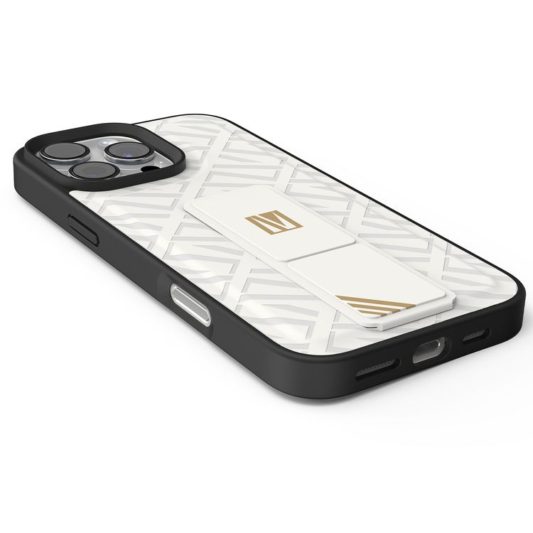 كفر حماية ليفيلو مورفيكس كويرو بمسند لهاتف آيفون 16 برو ماكس، قبضة مدمجة، سهل التركيب، زوايا مقاومة للصدمات - أبيض