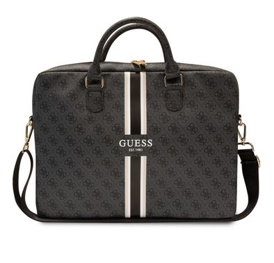 Guess Laptop Bag with 4G Stripes Pattern - 16" - Black