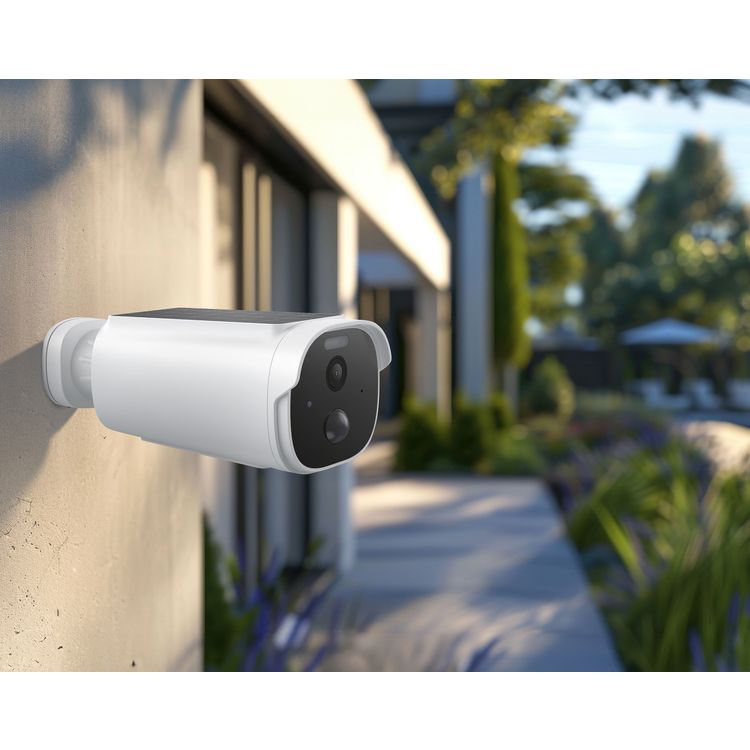 Powerology Built-in Solar Outdoor Camera, 5200mAh Battery Capacity, 3 to 9m PIR Range, 2304×1269P Resolution, 1.5W Solar Panel - White