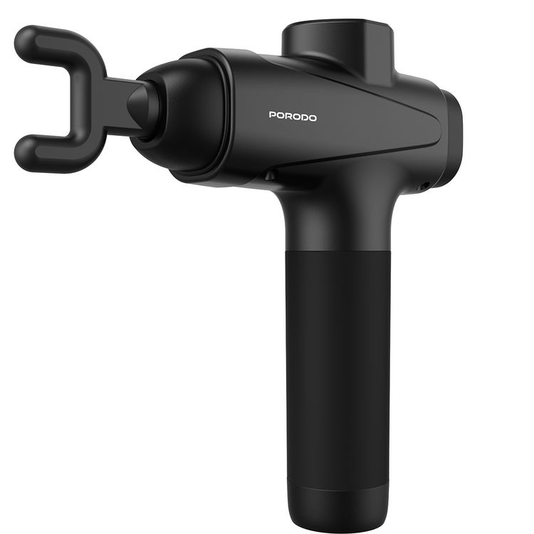 Porodo Multi-Head Relief Deep Massage Gun with Adjustable Massage Intensity, Type-C Fast Charging, Deep Tissue Relief, 30 Speed Levels, LCD Touch Display, 6 Interchangeable Heads, 1500mAh Battery Capacity, 3 Hours  Working Time  - Black