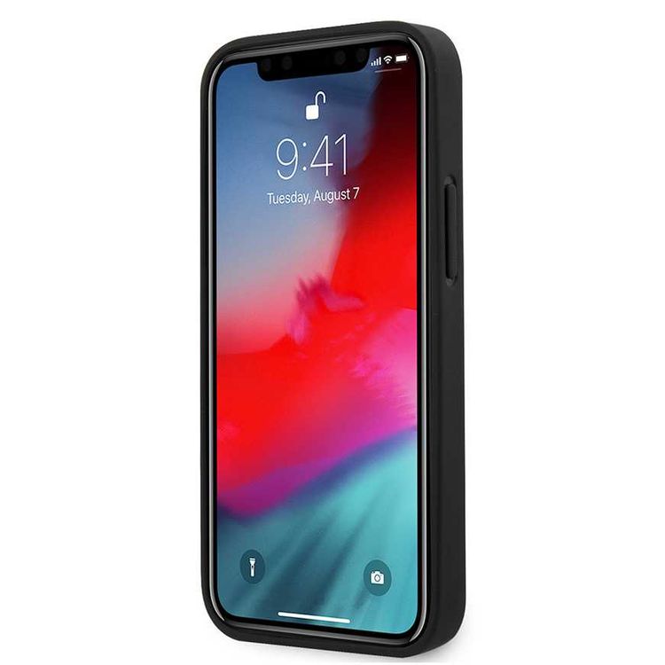 CG MOBILE Mercedes-Benz Genuine Leather Hard Phone Case Smooth Leather, Carbon Fiber &  Metal Star Logo for iPhone 12 Mini (5.4) Officially Licensed - Black