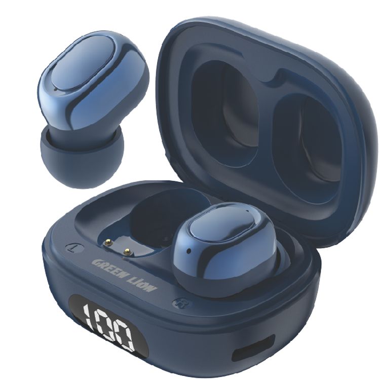 Green Lion Mittersill True Wireless Earbuds with ENC, Up to 6 Hours Playtime, IPX5 Waterproof Resistance Level, Bluetooth Version 5.4, Up to 10m Transmission Range, Type-C Charging Port, Dual-Microphone, Strap Included - Blue