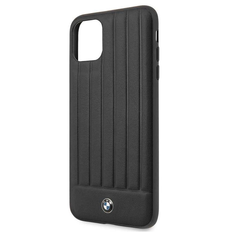 BMW Hard Case Leather Lines Compatible with iPhone 11 Pro Max, Full Protection, Accurate Cutouts Easy Access to All Ports, Scratch Resistant - Black