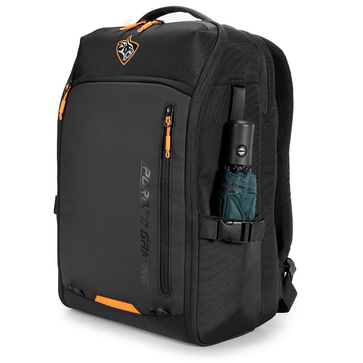 Porodo Gaming PS5 Storage & Laptop Backpack with Water-Resistant Material, Console & Controllers Storage, Trolley Sleeve Design, Glasses Holder Strap, Type-C Charging Port  - Black