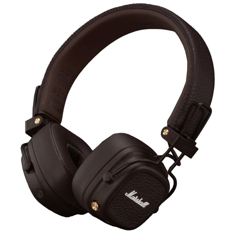 Marshall Major V Wireless On-Ear Headphones with Rugged & Foldable Design, Wireless Charging, 3 Hours Charging Time, Customizable M-Button, Bluetooth 5.3,Up to 100 Hours Play Time - Brown 