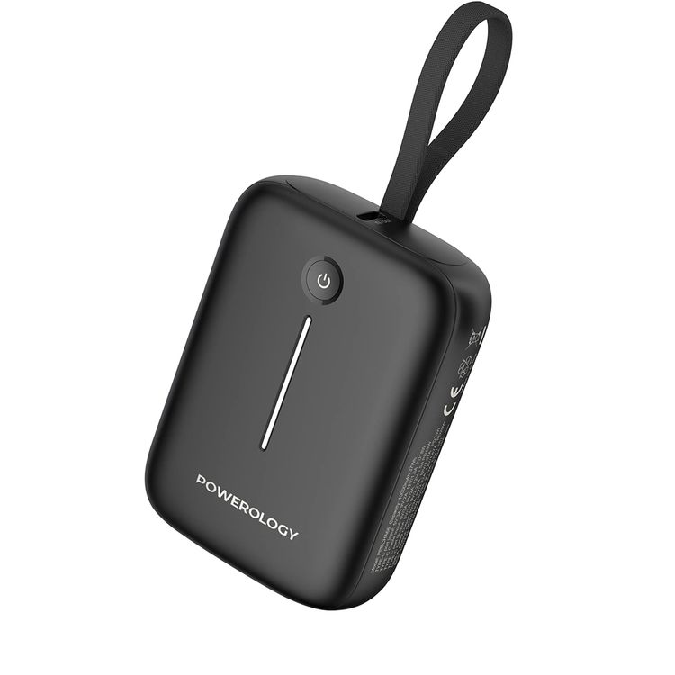 Powerology 10000mAh Power Bank with Detachable USB-C Wire, 20W Power Delivery, 3-Device Charging, Long Time Standby, Universal Phone Compatibility, Built-in Safeguards - Black
