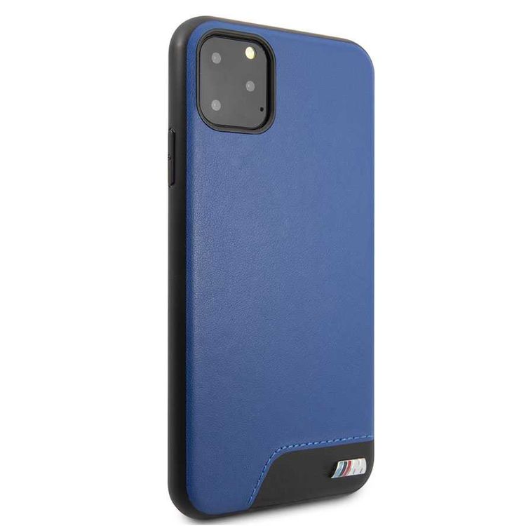 CG Mobile BMW Hard Case Smooth PU Leather For iPhone 11 Pro Max, Premium Leather, Anti-Scratch, Camera Protection, Easy Access to All Ports - Blue