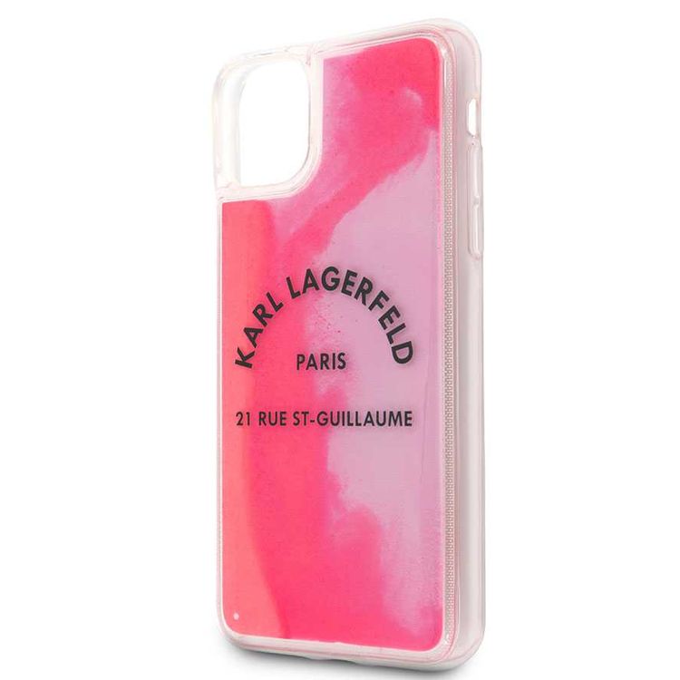 Karl Lagerfeld Glow in the Dark Sand Case For iPhone 11 Pro Max - Grey/Pink