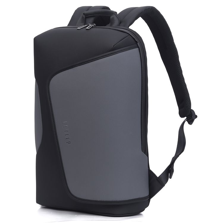 Levelo Lisbon Carrying Laptop & Universal 15.6” Backpack with Water Resistance Polyester, Laptop Compartment, Durable Material, Strap Pocket  - Black / Gray