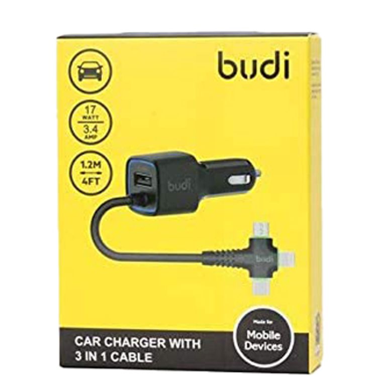 Budi Car Charger With 3 in 1 Cable 17W