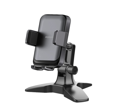 Porodo Multi-Angle Desk Phone Holder for 4.7"-7" Devices, Stable Tripod Base, Rotating Ball Joint, Durable Material - Black