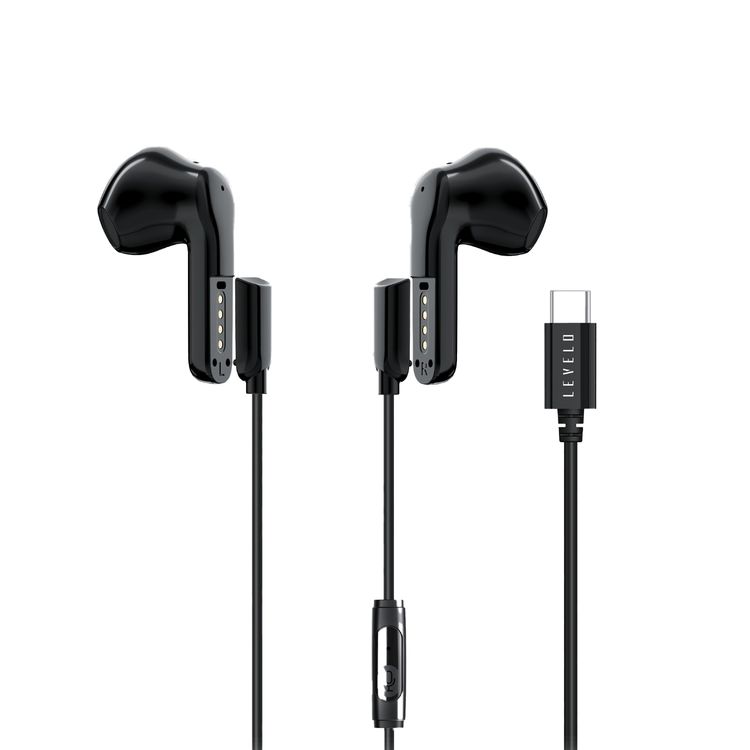 Levelo 2-in-1 TWS & Wired Earphones with Environment Noise Reduction, Up to 4 Hours Play Time with Bluetooth Mode, 12mm Speaker Unit, Smart Sleep Mode, Ergonomic Design, Touch Control, Clear Audio - Black