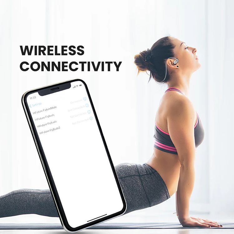 HiFuture FutureMate Air Conduction Headphones with Dual ENC Microphones, Up to 8 Hours Working Time, 10m Transmission Range, Bluetooth Version 5.3, Secure Fit, Lightweight Design - Black