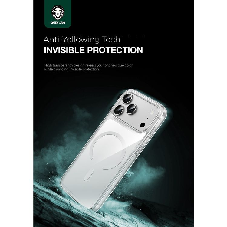 Green Lion Crystal Shield Ultra-Clear MagSafe Case for iPhone 17 Pro Max, Drop Protection, Camera Protection, Comfortable Grip, Slim & Lightweight Design - Clear