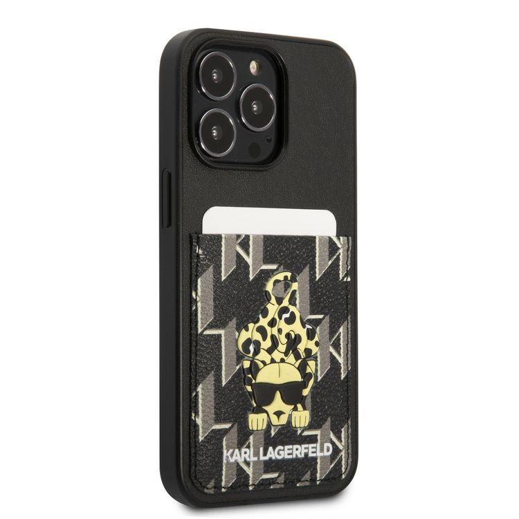 Karl Lagerfeld PU Leather Case With Monogram Karlimals Design Cardslot compatible with iPhone 13 Pro - Black