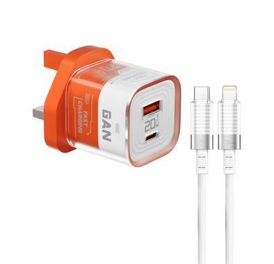 Porodo Crystal Shell GaN Wall Charger with 1.2m Lightning...