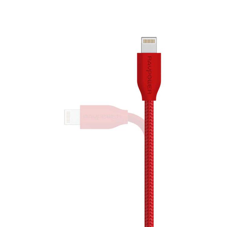 RAVPower Kevlar Braided Cable 3ft/0.9m 2.4A Compatible for iPhone Lightning Devices - Fast Charging Long-lasting Durable Connector - Charge & Sync Data Transmission Cord - Red