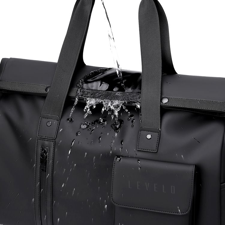 Levelo حقيبة سفر موناكو متعددة الاستخدامات، مع جيوب متعددة، مساحة واسعة، جيب أمامي، مقاومة للماء، داخلية فسيحة، تصميم محمول، مقاومة للماء، جلد PU - أسود