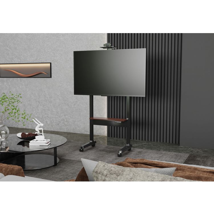 Powerology Electric TV Stand, 118-158cm Adjustable Height, 70kg Max Load - Black