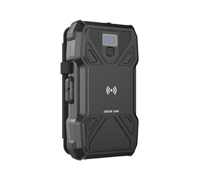 بنك الطاقة Green Lion Solar بسعة 20000mAh مع شاشة عرض بطارية LCD، مقاوم للماء بمعيار IP54، يحتوي على 3 أوضاع LED، شحن سريع QC بقوة 22.5 واط، شحن لاسلكي بقوة 15 واط - أسود.