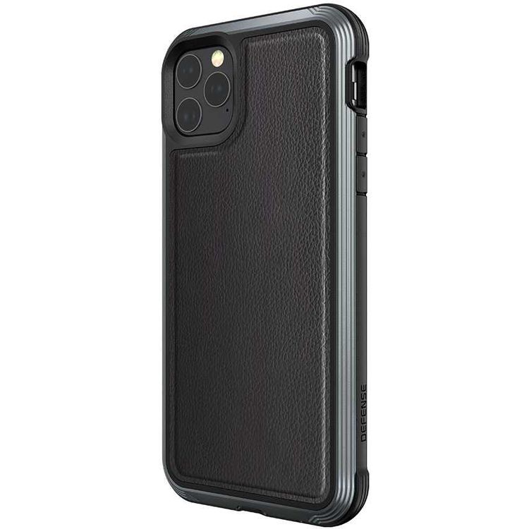 X-Doria Defense Lux Phone Case Compatible for iPhone 11 Pro Max (6.5") Suitable with Wireless Charging - Black Leather