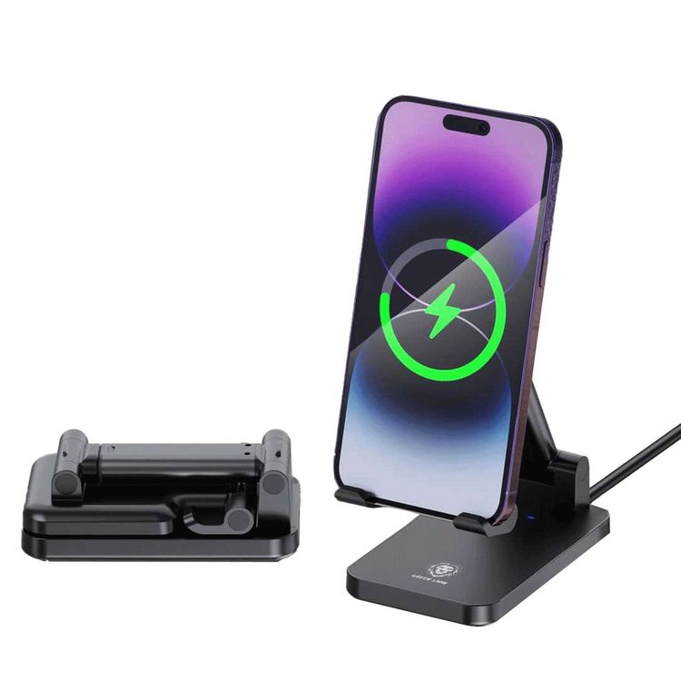 Green Lion Foldable Wireless Charging Stand - Black