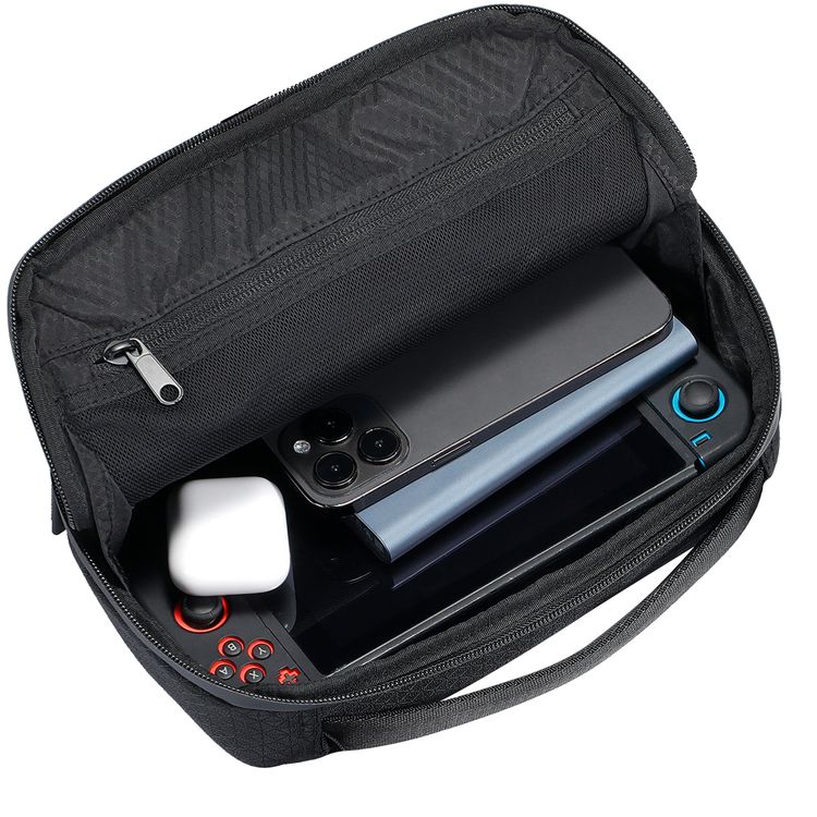 Powerology Nirvano 5-in-1 Power Travel Kit with 2.5L Travel Bag, 10000mAh MagSafe Power Bank, 75W Dual-Port USB-C + USB-A Output Car Charger, 45W GaN Wall Charger, 1m/60W USB-C Cable, UK 3-Pin Plug, N54 Magnet Type,  Car Charger Total Output 75W, Car Charger Material Zinc Alloy + PC - Black / Orange