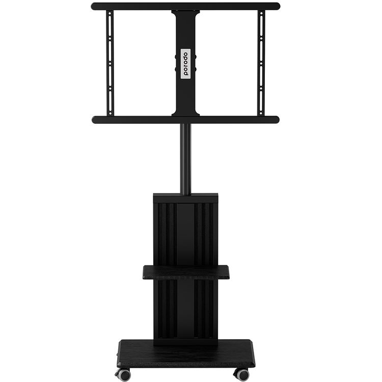Porodo Mobile TV Stand with 35kg Maximum Weight Capacity, 32"-75" Screen Size Compatibility, Dynamic Swivel & Tilt, Up to 1.36m Height Adjustability - Black