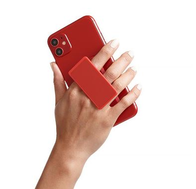 هاندل قبضة هاتف صلبة ، أزواج مع أي هاتف ذكي ، مسند متعدد الوظائف ، متوافق مع الشحن اللاسلكي ، قبضة الهاتف والحامل - احمر