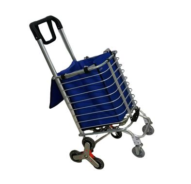 Green Lion Foldable Shopping Trolley with Shopping Bag & Elastic Ring, 20kg Maximum Load, Multiple Use, 8 Wheels, 360° Rotating Handle - Silver