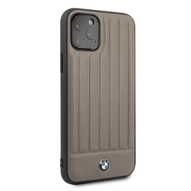 BMW Hard Case Leather Lines Compatible with iPhone 11 Pro, Full Protection, Accurate Cutouts Easy Access to All Ports, Scratch Resistant - Brown